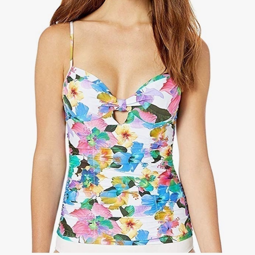 Nwt Nanette Lepore Keyhole Floral Tankini Swim Top